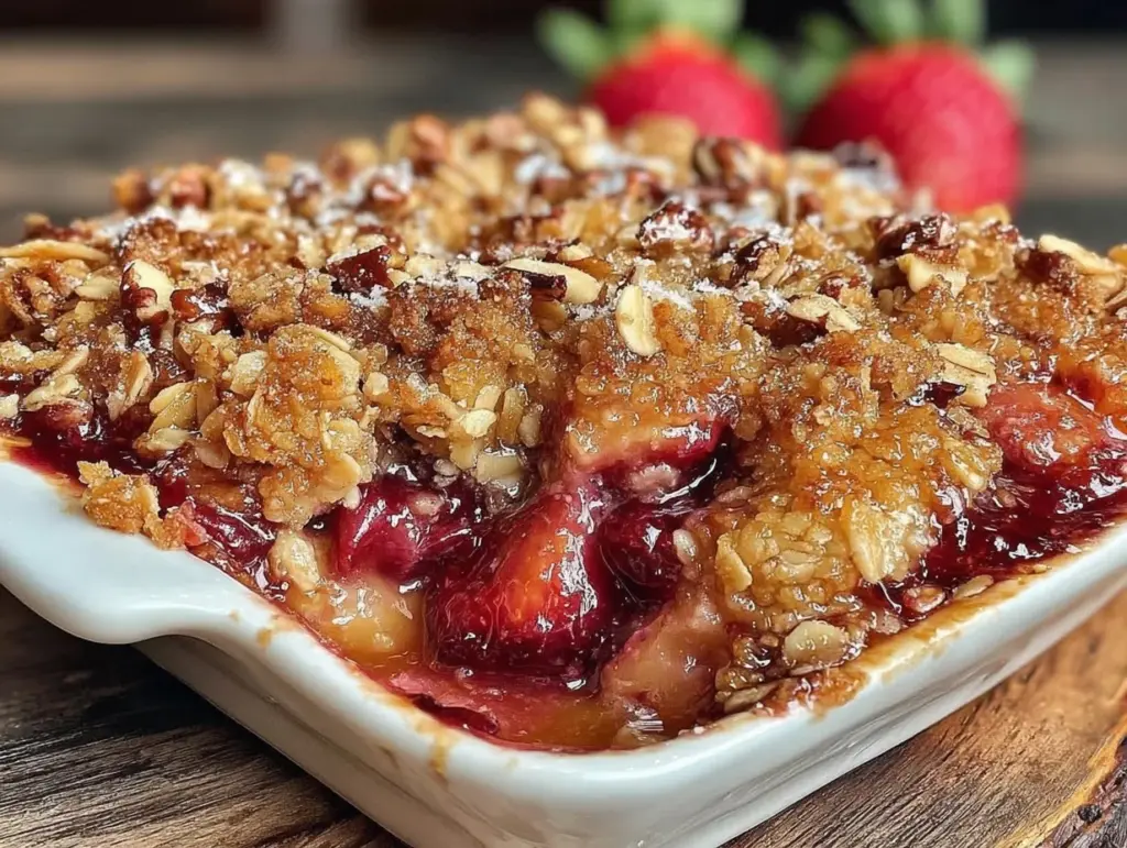easy rhubarb strawberry crisp - featured image