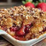 easy rhubarb strawberry crisp - featured image