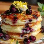 fluffy blueberry lemon buttermilk pancakes - featured image