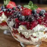 fresh red white and blue berry trifle - featured image