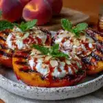 grilled peaches with honey mascarpone - featured image