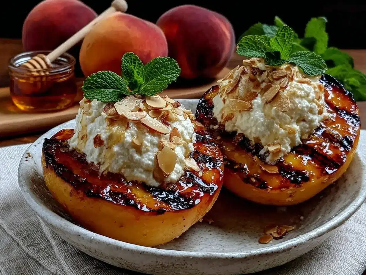 grilled peaches with honey mascarpone preparation steps