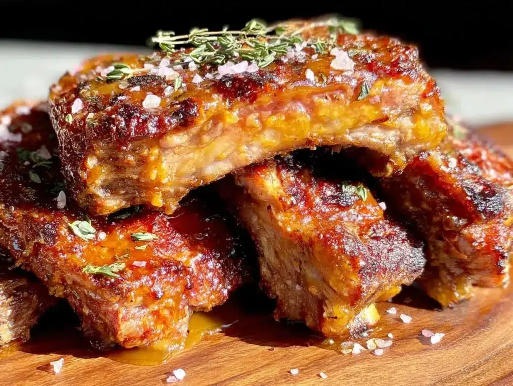honey bourbon glazed pork ribs - featured image