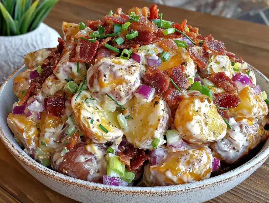loaded bacon ranch potato salad - featured image