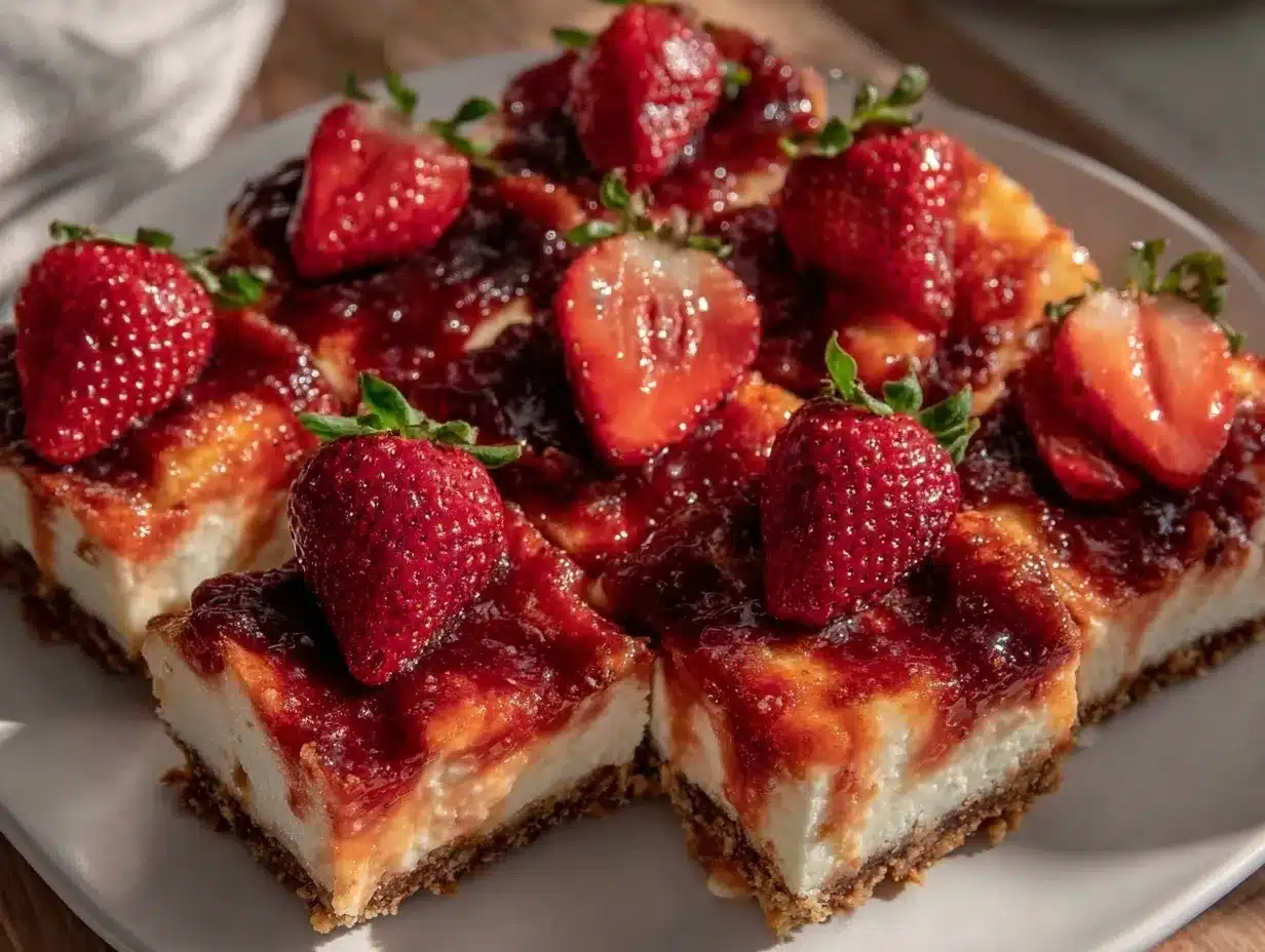 no-bake strawberry cheesecake bars preparation steps