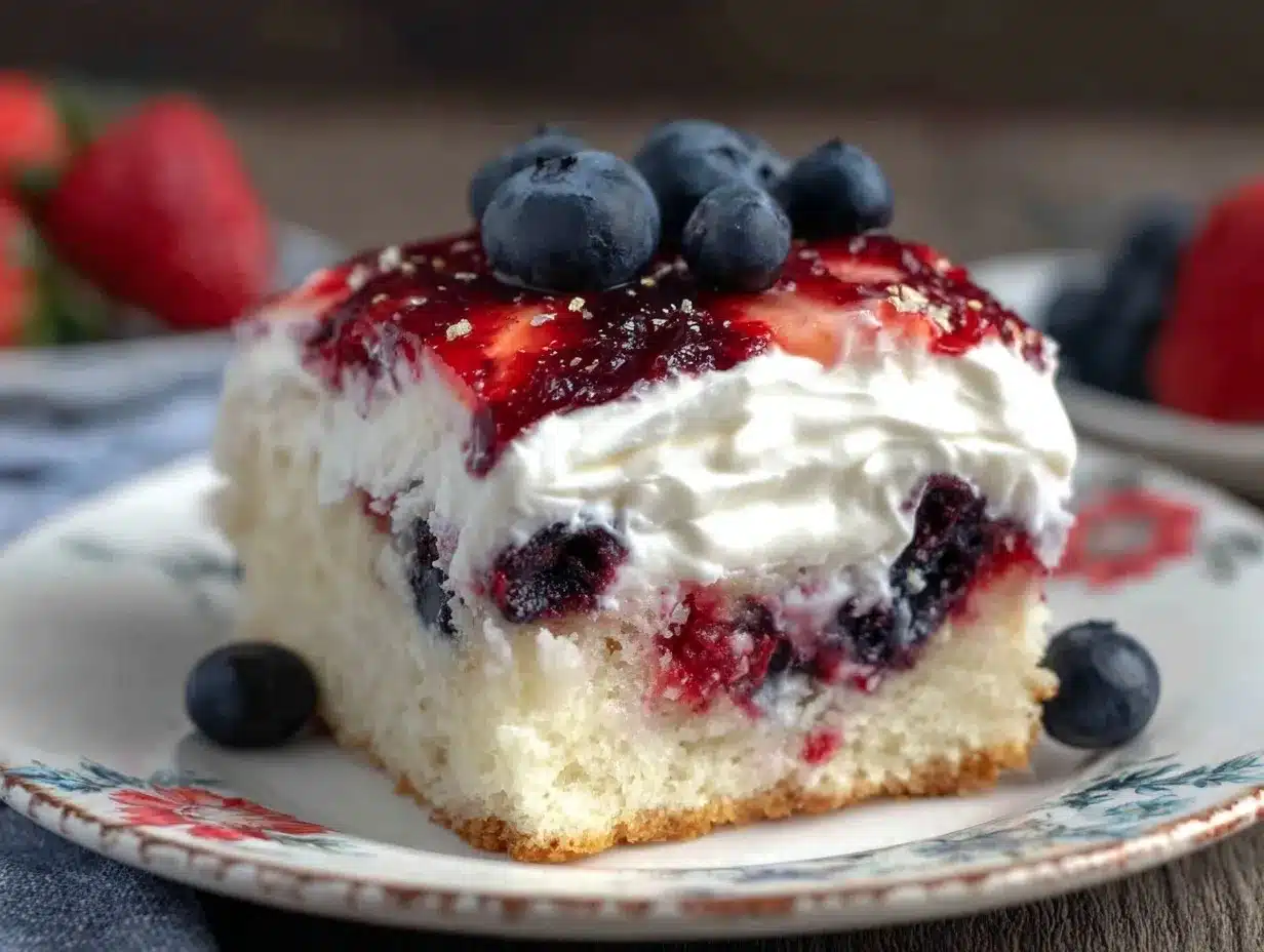 red white and blue poke cake preparation steps