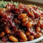 savory baked beans with bacon slow cooker recipe - featured image