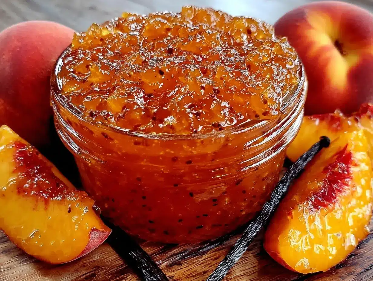 small-batch peach vanilla bean jam preparation steps