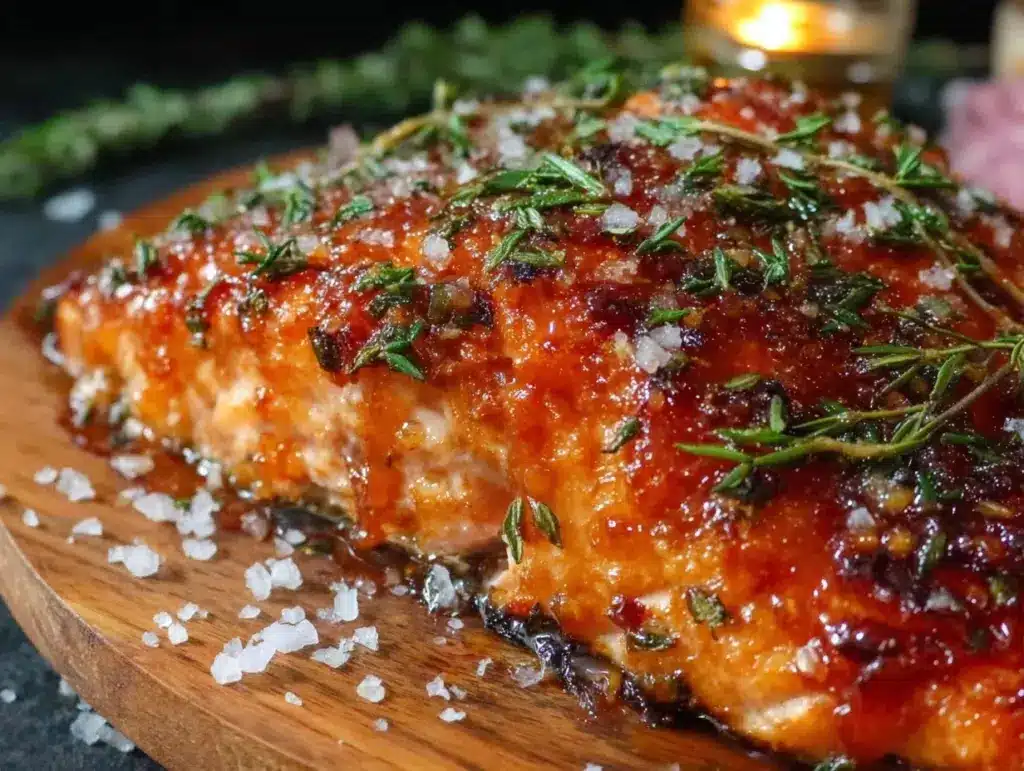 smoked maple bourbon glazed salmon - featured image