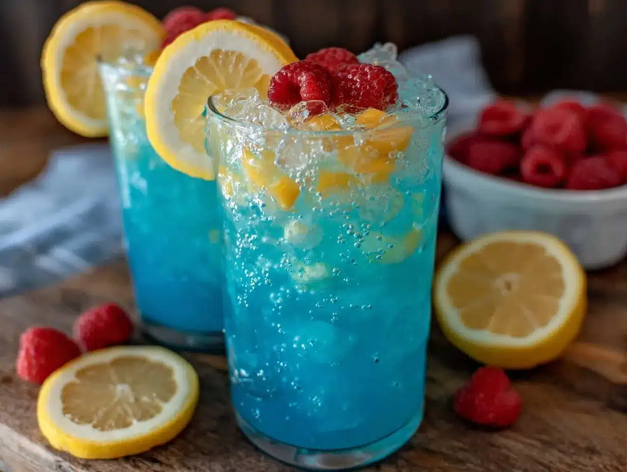 sparkling blue raspberry lemonade preparation steps