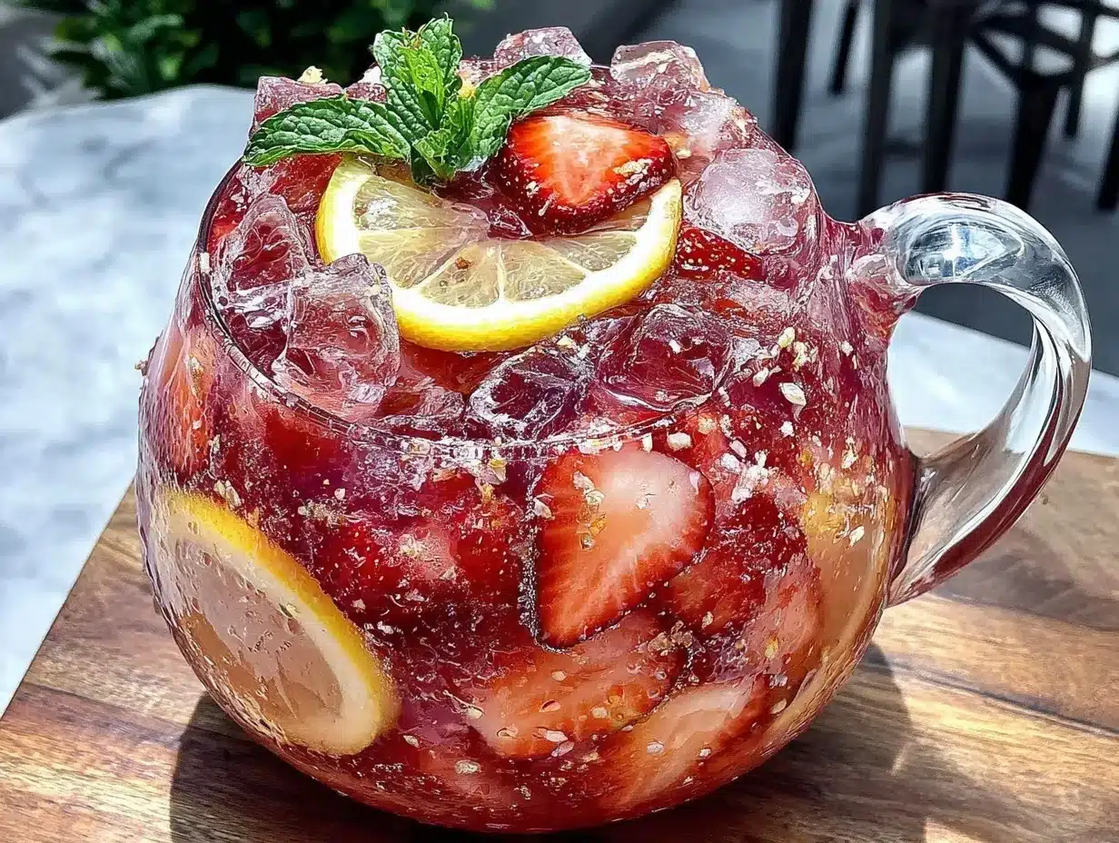 strawberry lemonade vodka punch preparation steps
