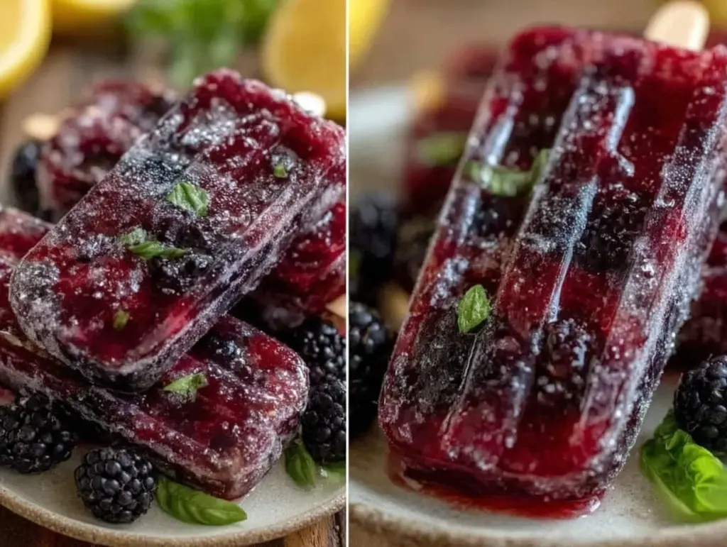 blackberry basil lemonade popsicles - featured image