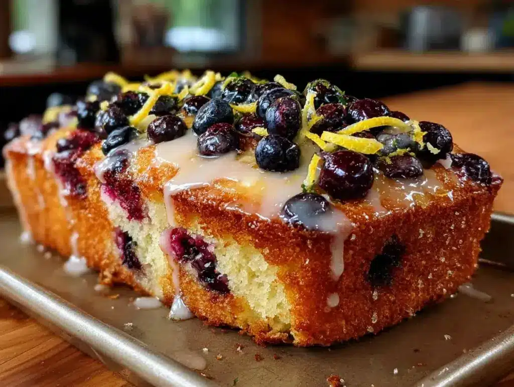 blueberry lemon poke cake - featured image