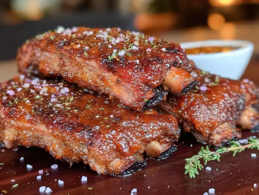 brown sugar bourbon glazed ribs - featured image