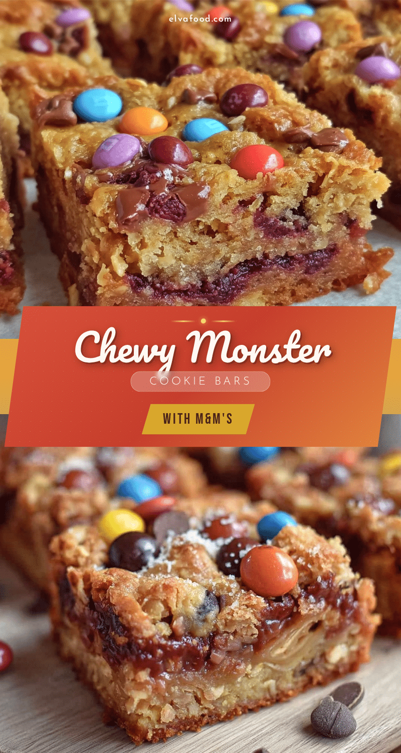 chewy monster cookie bars recipe