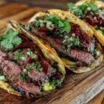chimichurri flank steak tacos - featured image
