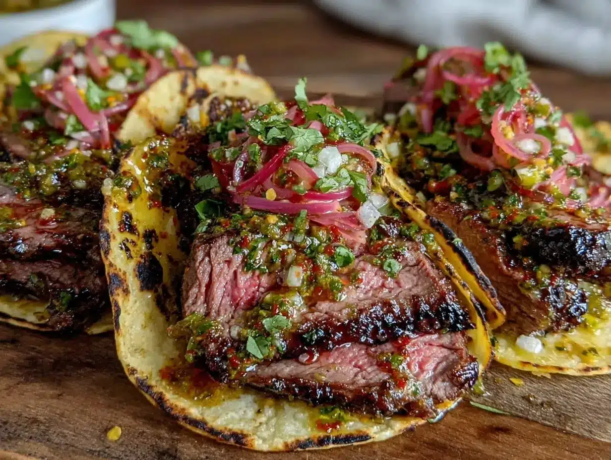 chimichurri flank steak tacos preparation steps