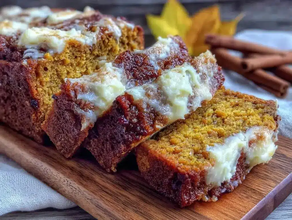 cozy spiced pumpkin bread with cream cheese filling - featured image