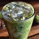 creamy iced matcha latte - featured image