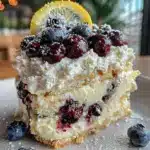 creamy lemon blueberry icebox cake - featured image