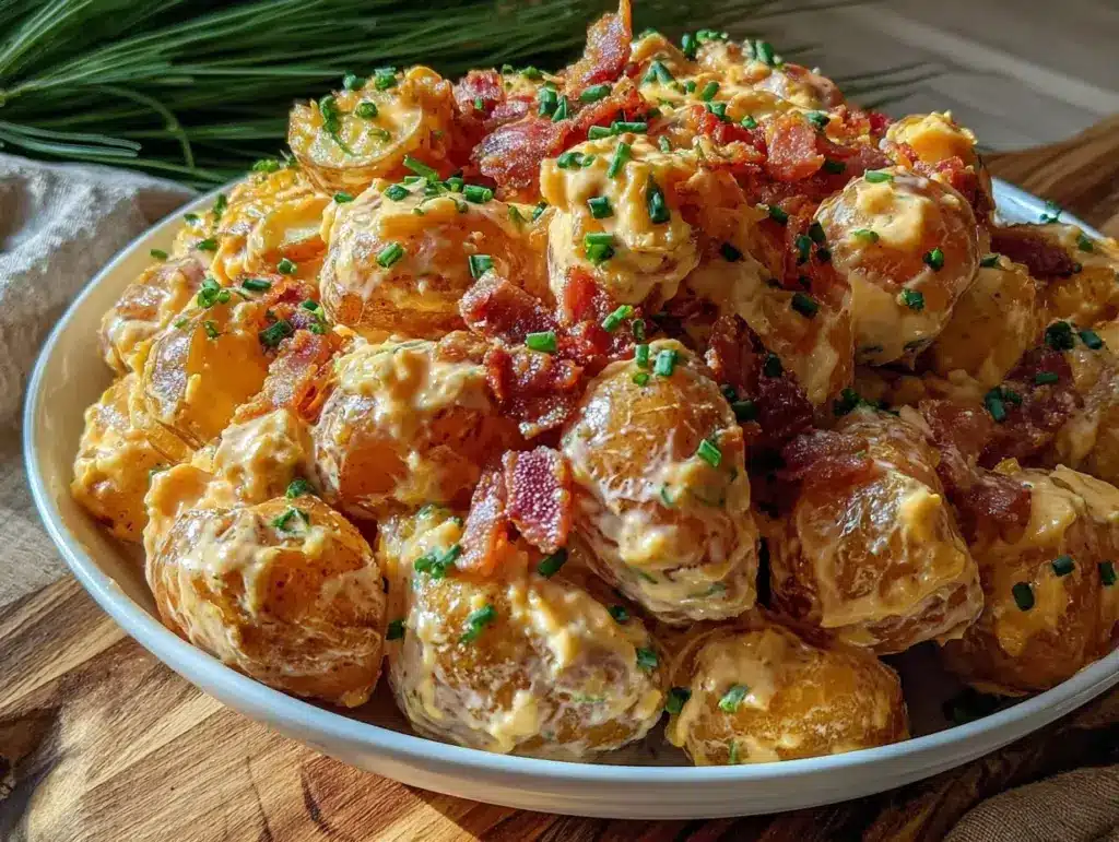 creamy loaded bacon ranch potato salad - featured image