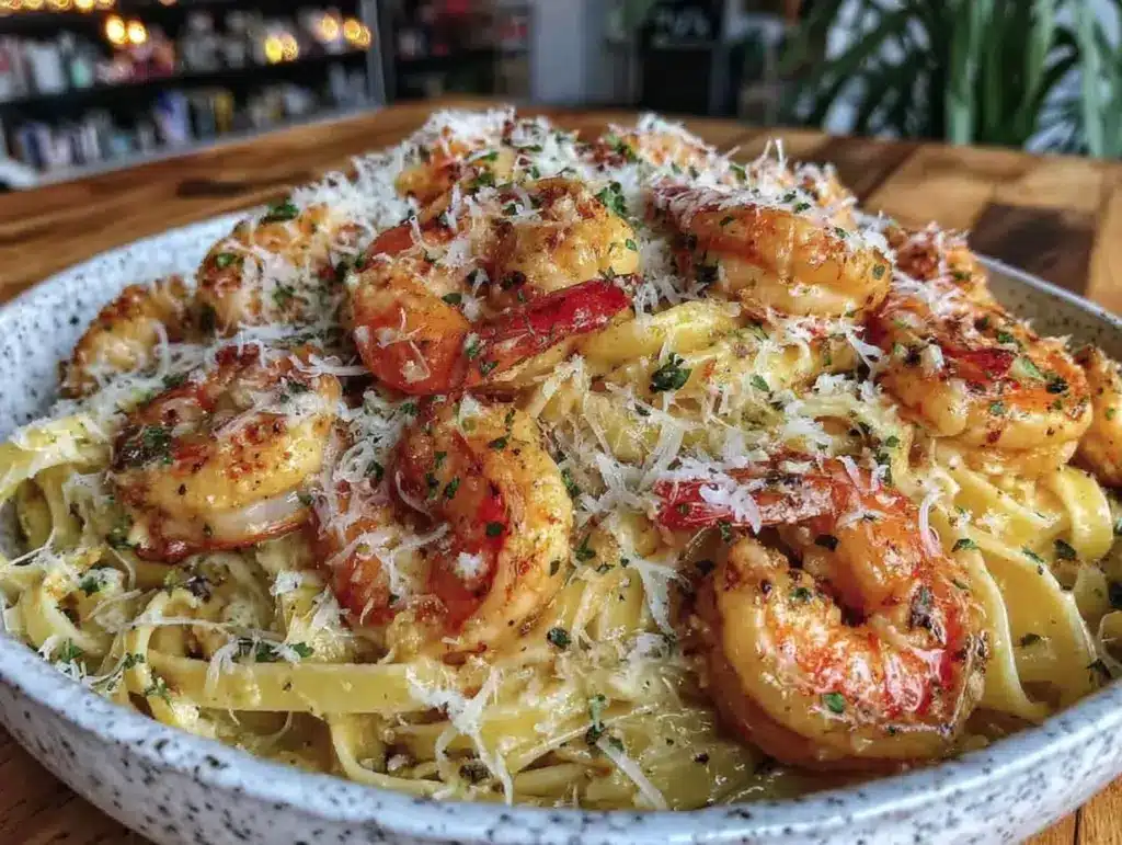 creamy one-pot garlic shrimp pasta - featured image