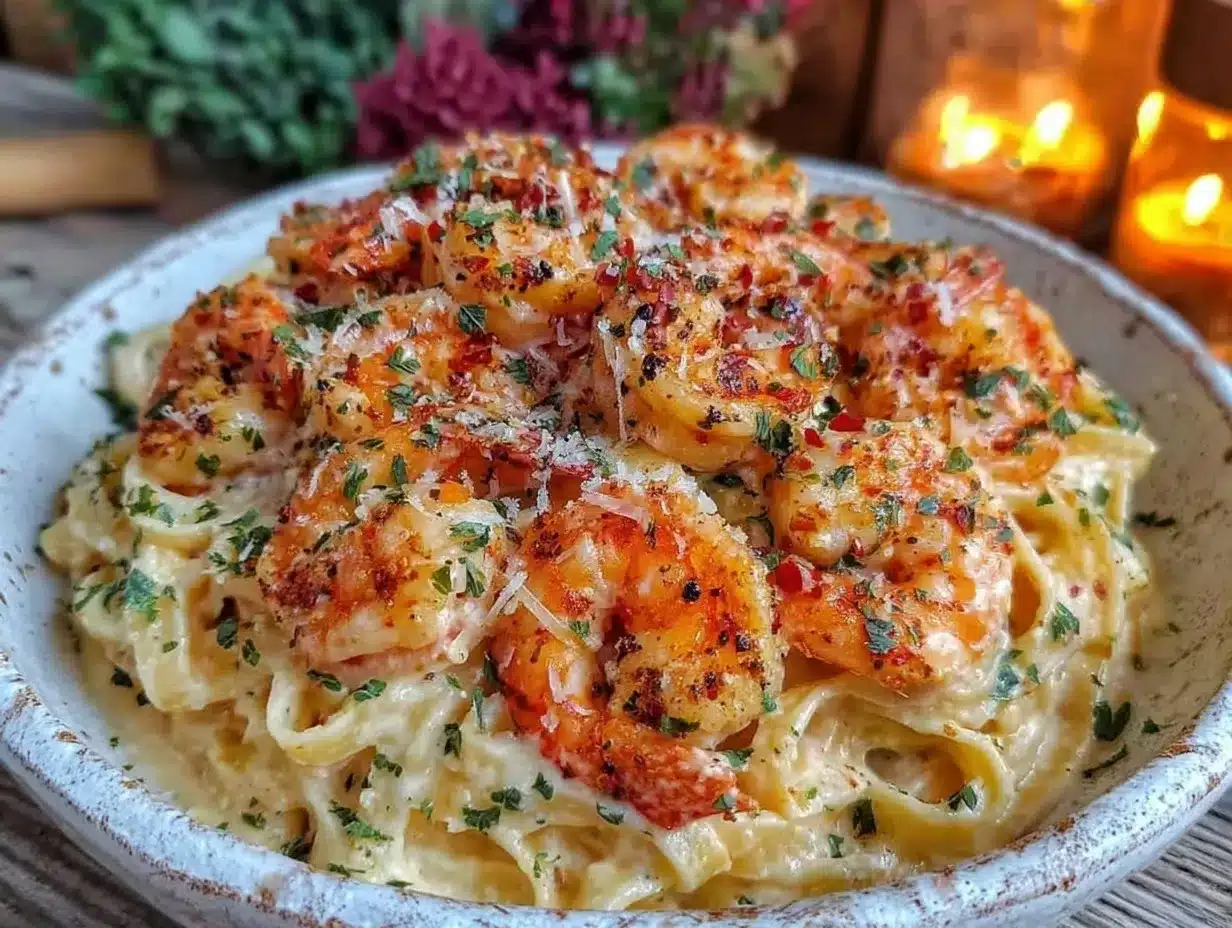 creamy one-pot garlic shrimp pasta preparation steps