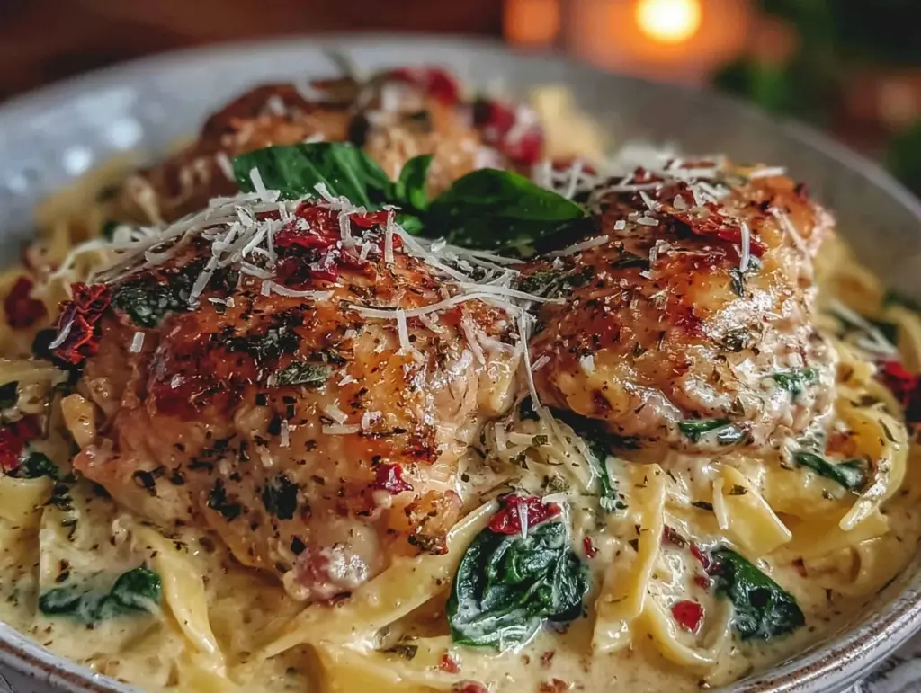 creamy one-pot tuscan chicken pasta - featured image