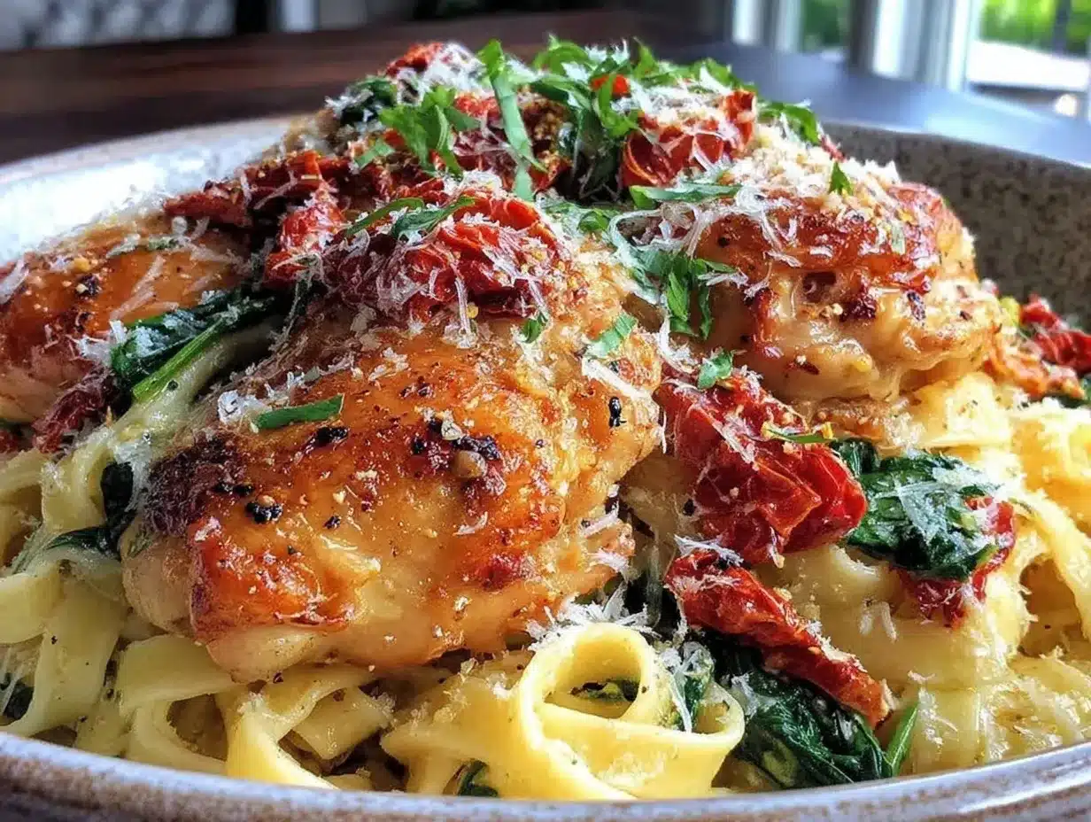 creamy one-pot tuscan chicken pasta preparation steps