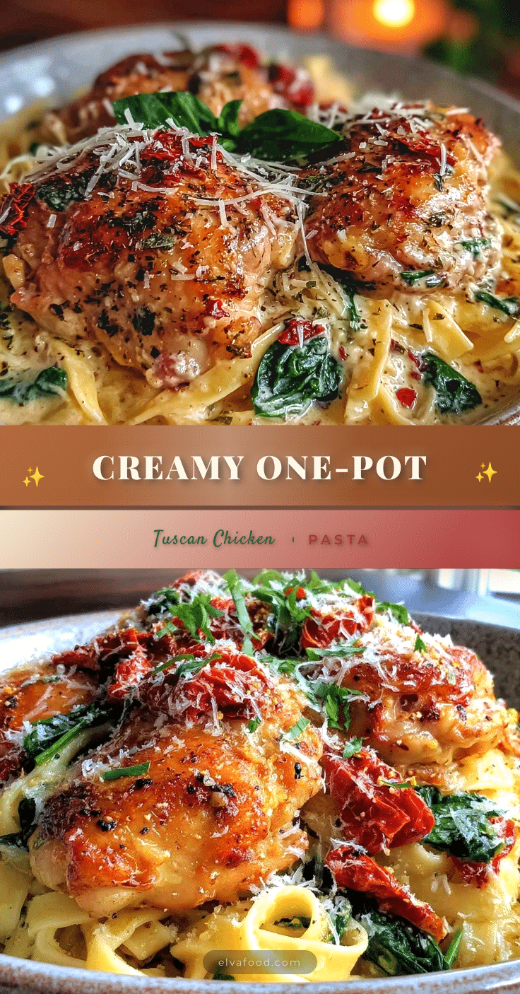 creamy one-pot tuscan chicken pasta recipe