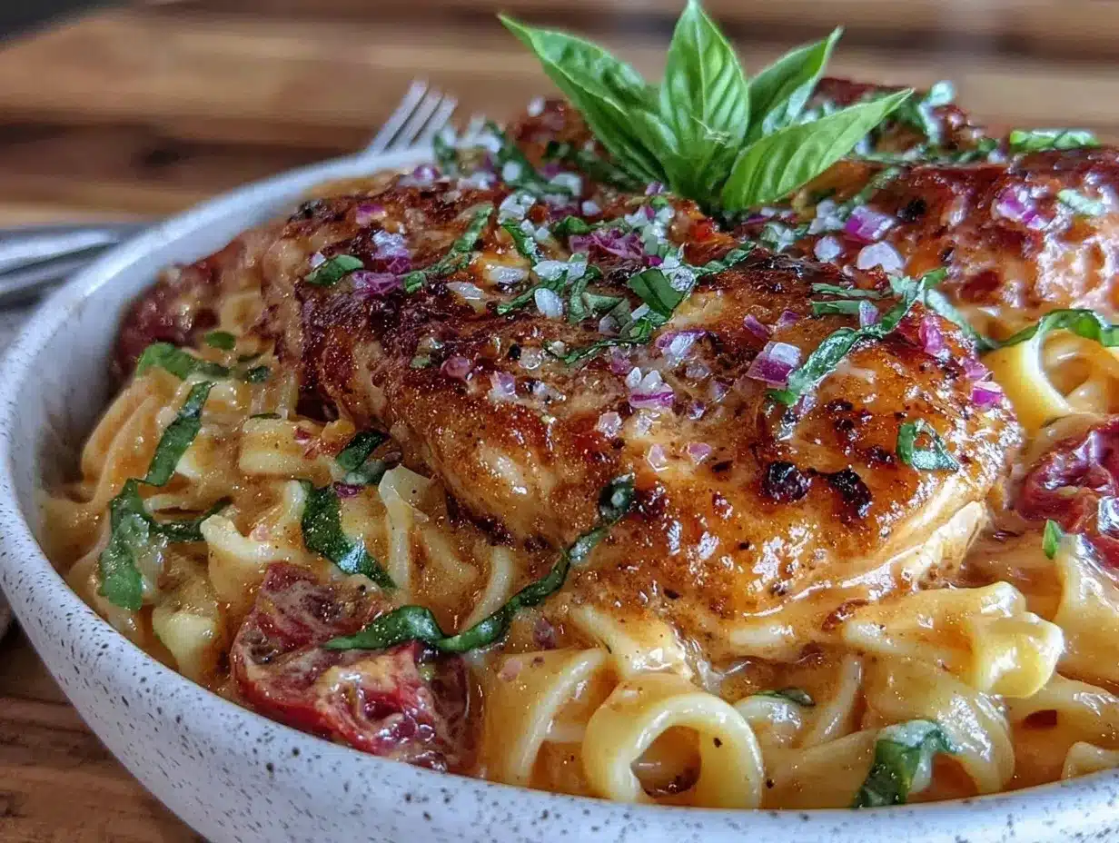 creamy Tuscan chicken pasta preparation steps
