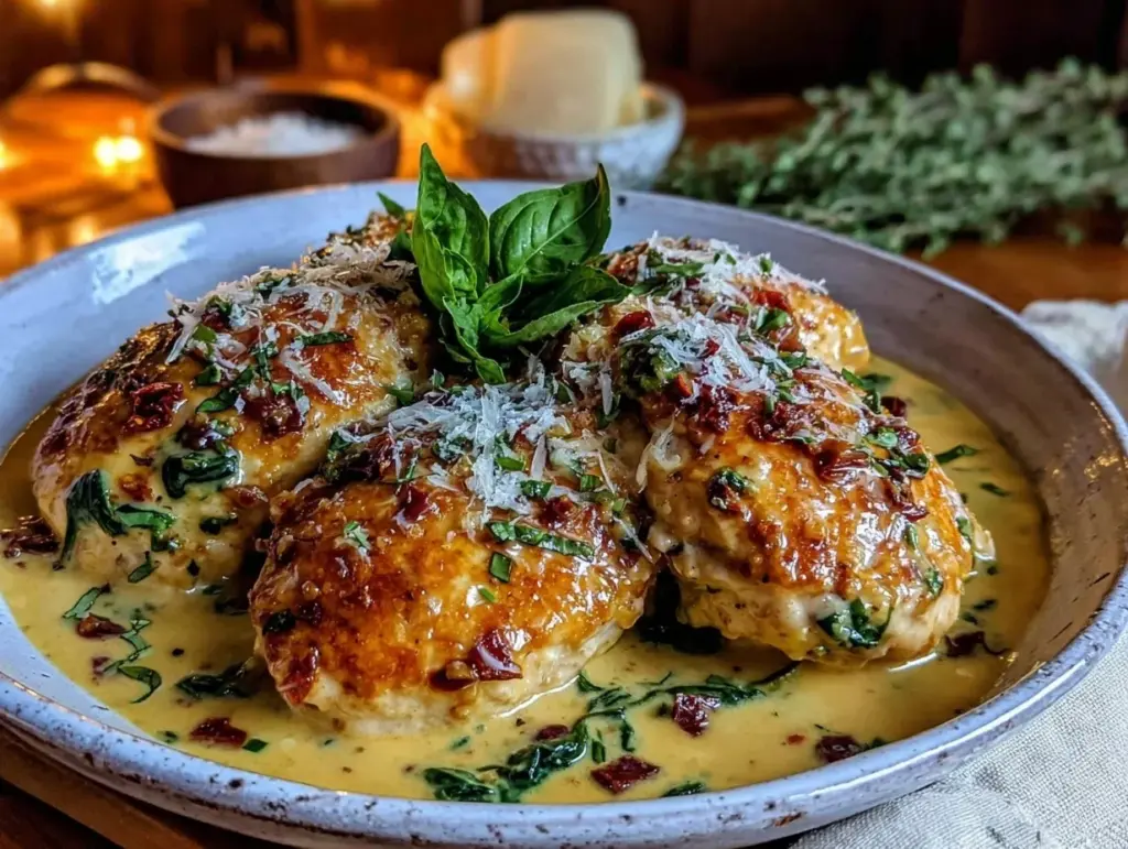 creamy tuscan chicken recipe - featured image