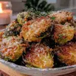 crispy garlic parmesan air fryer brussels sprouts - featured image