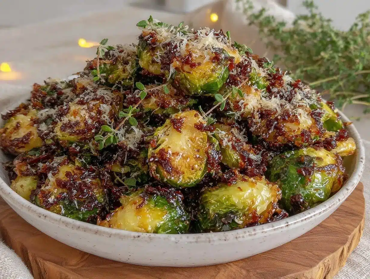 crispy garlic parmesan air fryer brussels sprouts preparation steps