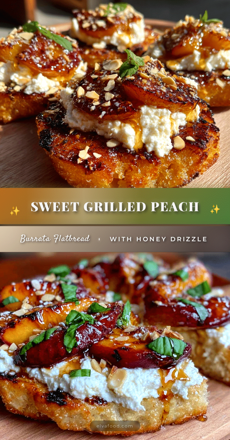 crispy grilled peach and burrata flatbread recipe