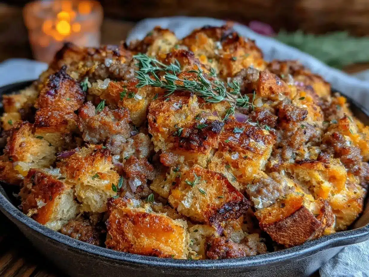 crispy sausage apple herb stuffing preparation steps