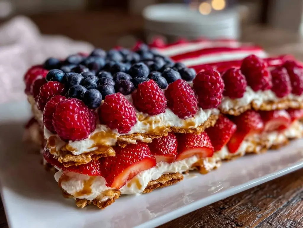 Easy No-Bake Berry Flag Icebox Cake - featured image