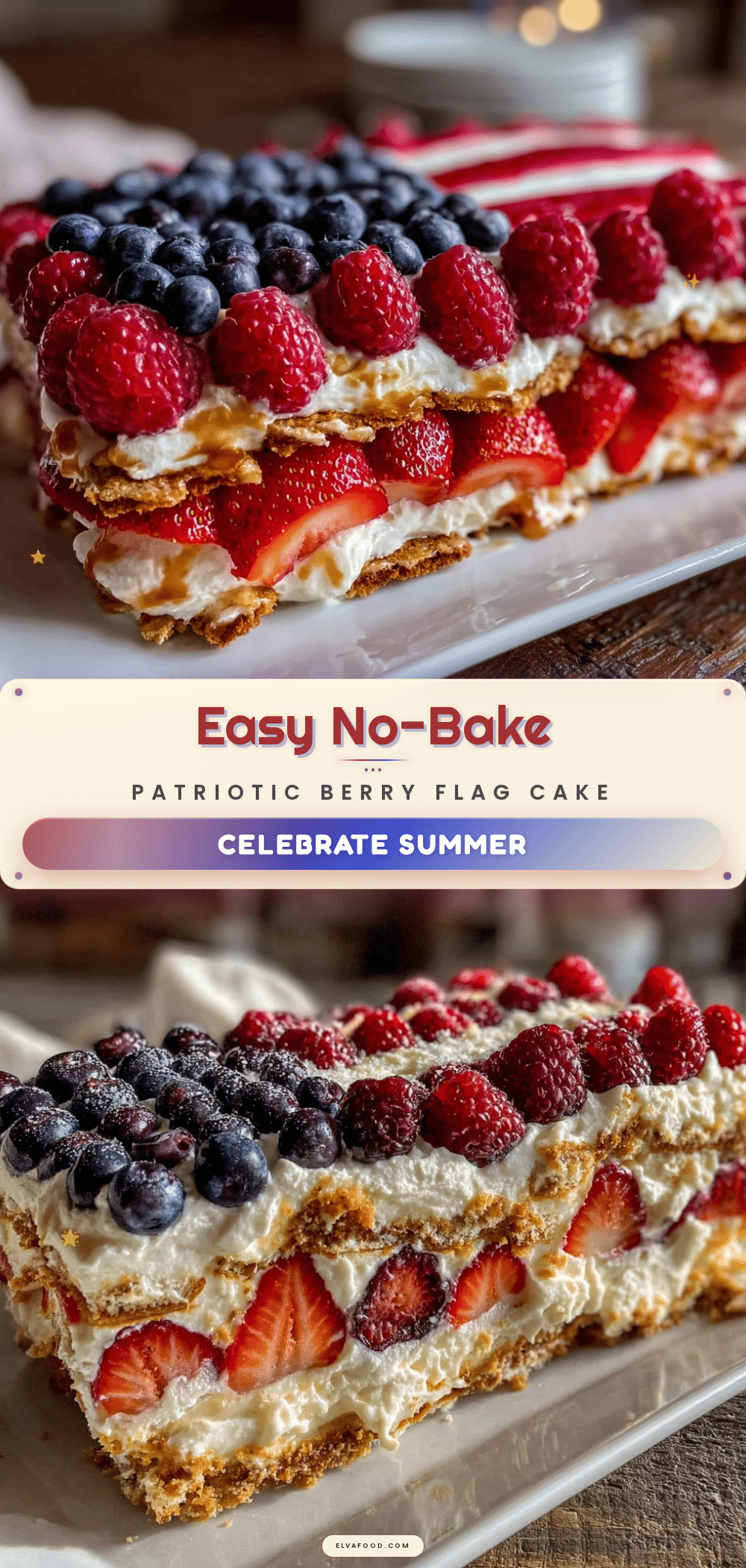 Easy No-Bake Berry Flag Icebox Cake recipe