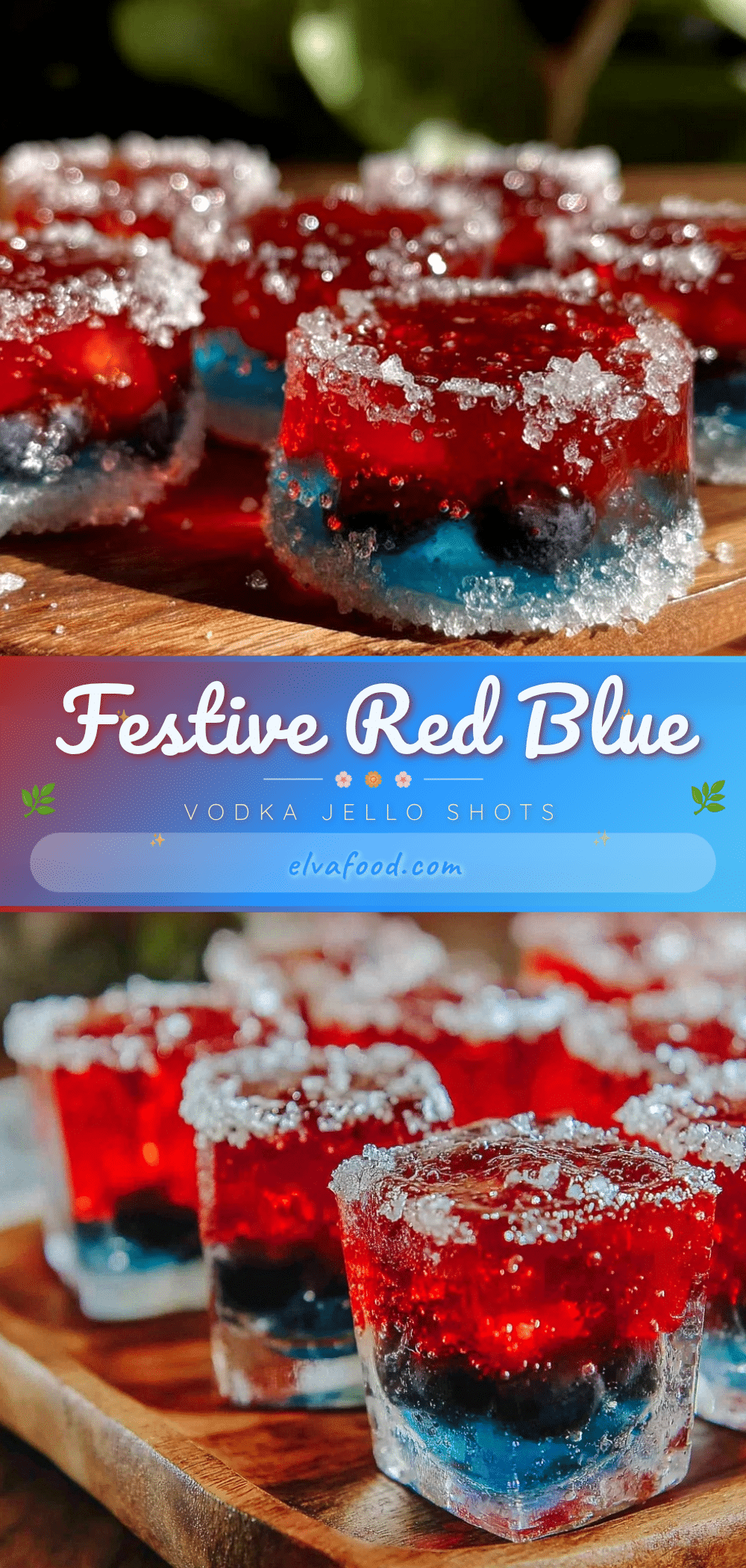 festive red and blue layered vodka jello shots recipe
