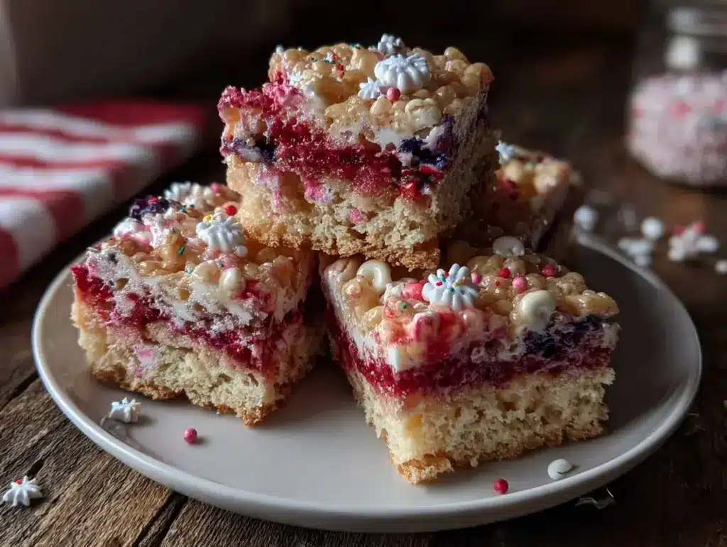 firecracker rice krispie treats - featured image