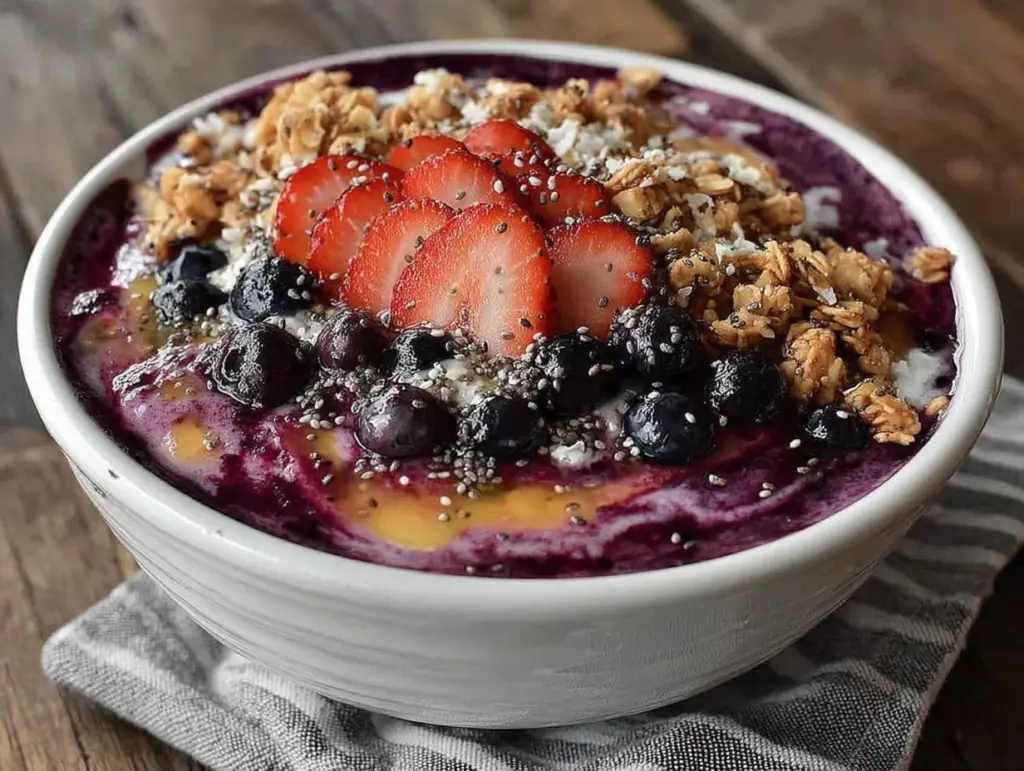 fresh berry protein smoothie bowl - featured image