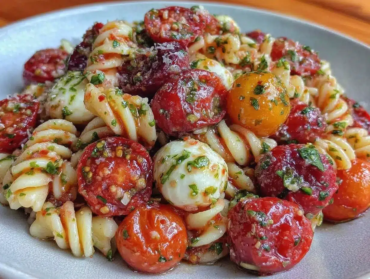 Fresh Caprese Pasta Salad preparation steps