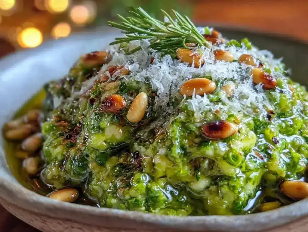 fresh garlic scape pesto - featured image
