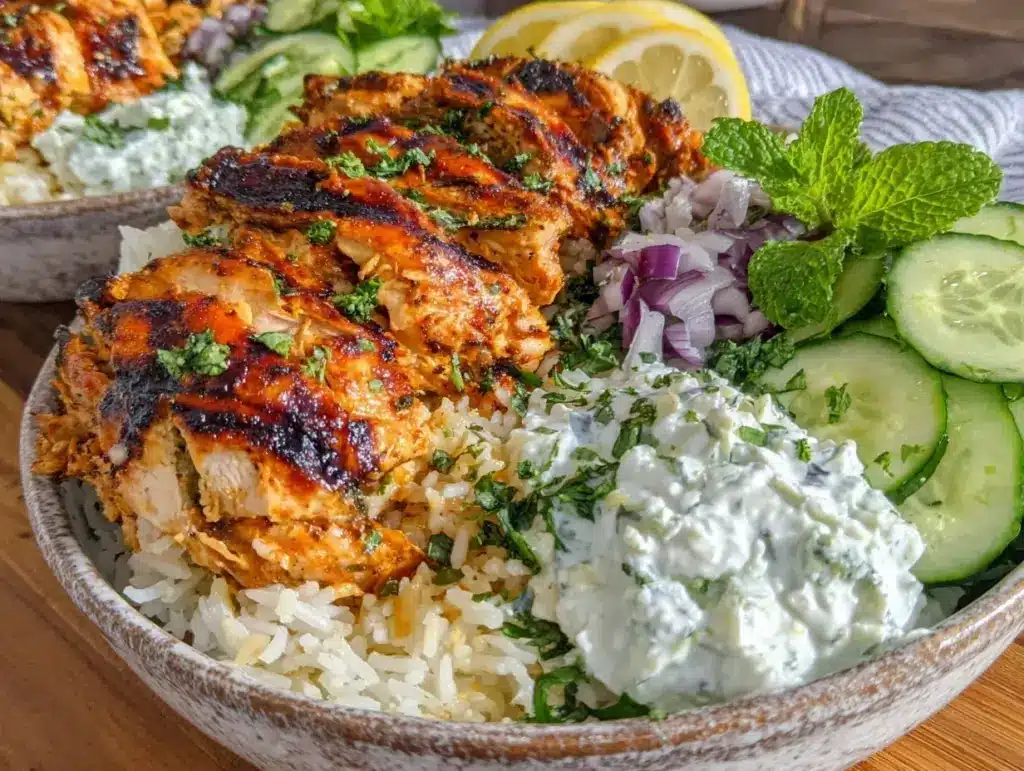 fresh greek chicken bowls - featured image