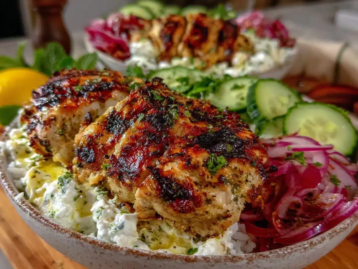fresh greek chicken bowls preparation steps