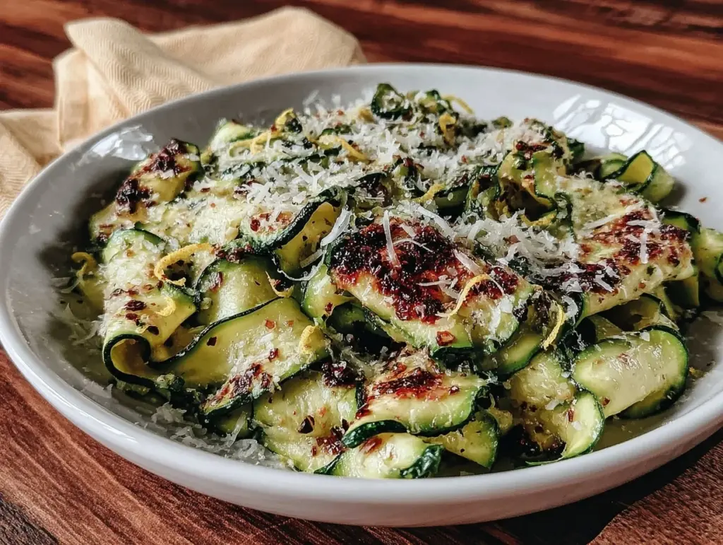 fresh grilled zucchini ribbons - featured image