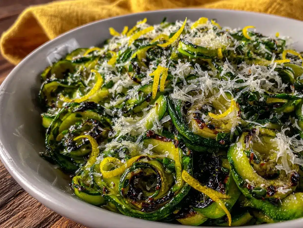 fresh grilled zucchini ribbons preparation steps
