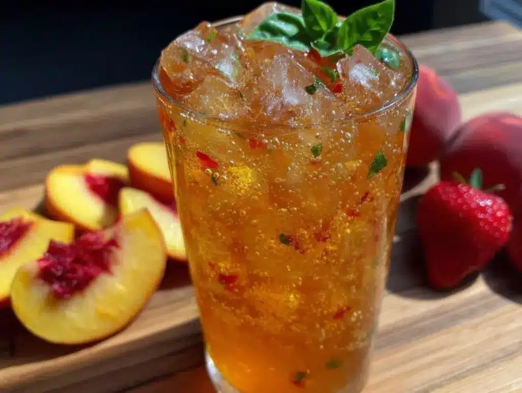 fresh peach basil iced tea - featured image