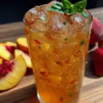 fresh peach basil iced tea - featured image