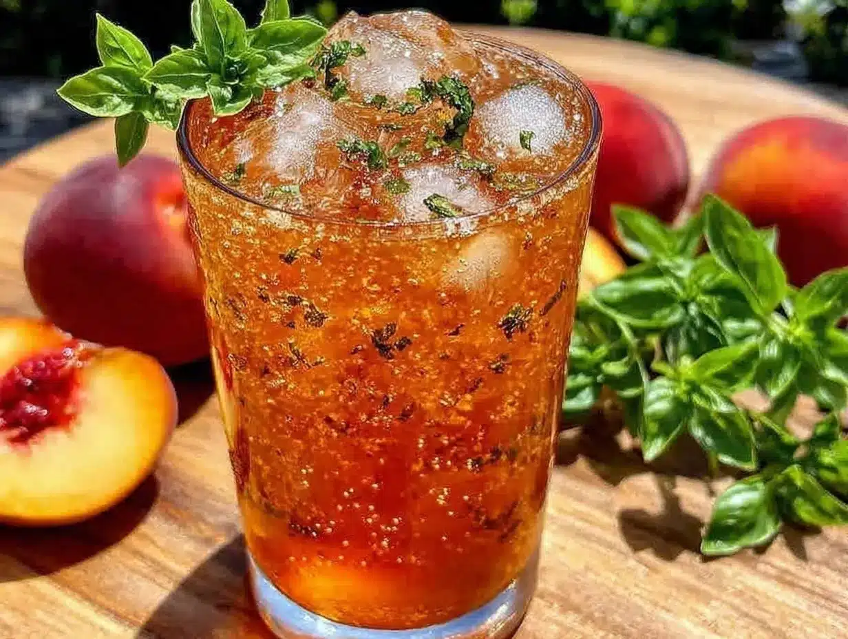 fresh peach basil iced tea preparation steps